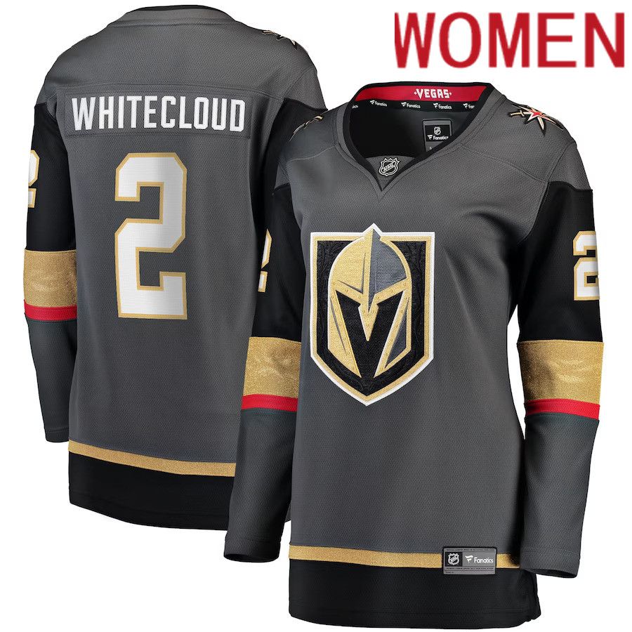 Women Vegas Golden Knights #2 Zach Whitecloud Fanatics Branded Gray Alternate Breakaway NHL Jersey